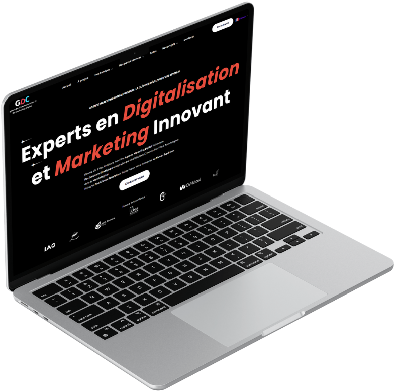 Ordinateur portable affichant la page d’accueil d’un site réalisé par Group Digital Concept, expert en création site web Marrakech